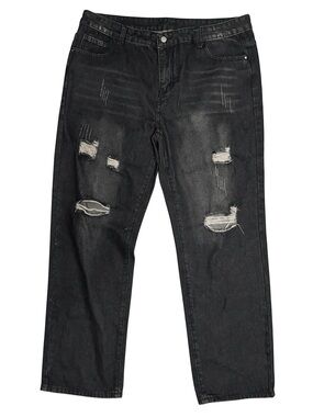 Men’s Distressed Ripped Black Jeans Size 38